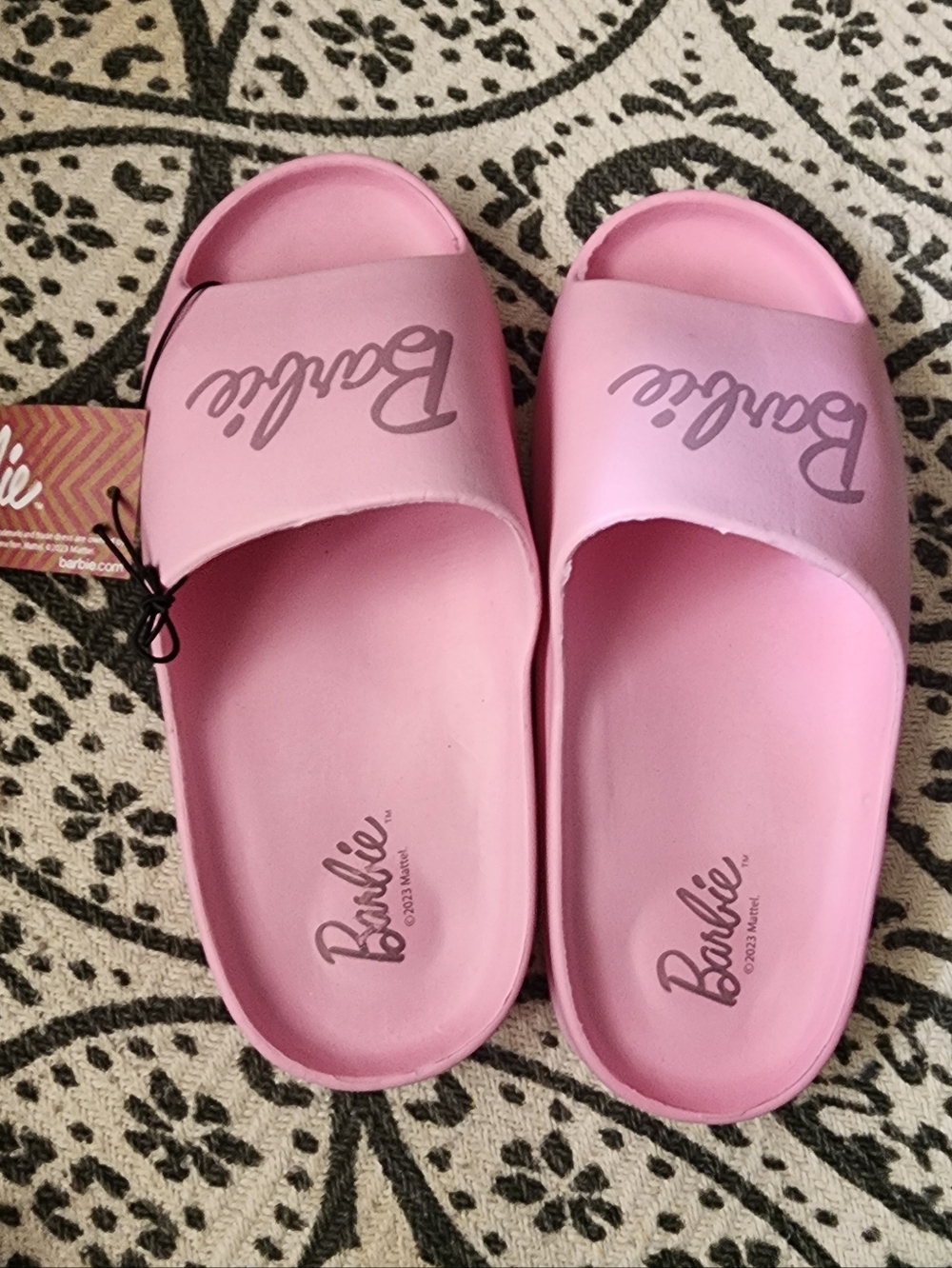 Barbie Light Pink Slide Sandals with Logo 36
